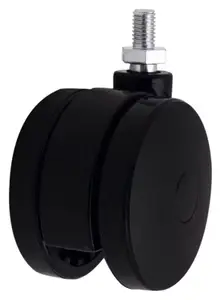 Roulette jumelée pivotante nylon noir - Ø 7,5 cm - 50 kg