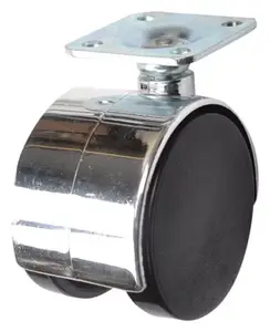 Roulette jumelée pivotante PP noir - H. 6,55 x Ø 5 cm - 40 kg