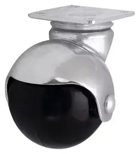 Roulette à bille pivotante PP noir - H. 6,4 x Ø 5 cm - 30 kg
