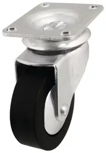 Roulette pivotante TPR noir - Ø 6,5 cm - 35 kg