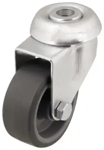 Roulette pivotante PU gris - H. 6,84 x Ø 5 cm - 30 kg