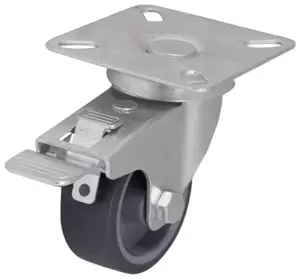 Roulette pivotante PU gris avec frein - Ø 5 cm - 30 kg