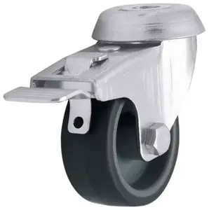 Roulette pivotante PU gris - Ø 5 cm avec frein - 30 kg