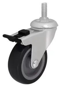Roulette pivotante PU gris avec frein - Ø 7,5 cm - 55 kg