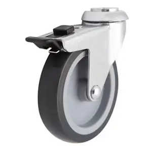 Roulette pivotante PU noir avec frein - Ø. 10 cm - 70 kg