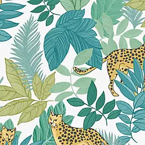 Papier peint intissé Cheetin day imprimé jungle léopard L.1000 x l.52cm Envy