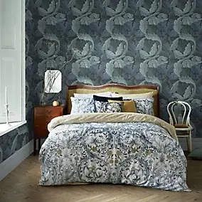 Papier peint intissé Ancanthus imprimé feuillage bleu L.1000 x l.52cm William Morris