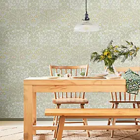 Papier peint intissé Blackthorn vert L.1000 x l.52cm William Morris
