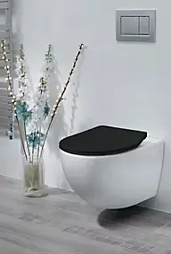 Abattant WC noir mat avec frein de chute Slim Bemis