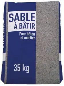 Sable à bâtir pour les travaux de maçonnerie Granulo. 0/4 mm en sac de 35 kg
