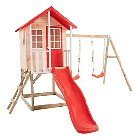 Cabane pour enfant TP Toys Coquelicot avec toboggan et 2 balançoires