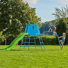 Aire de jeux en métal TP Toys Explorer tour, glissière et pont de singe