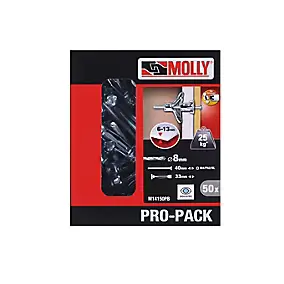 50 chevilles métal pour matériaux creux Molly M4x33mm