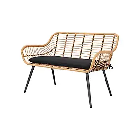 Banc de jardin GoodHome Apolima effet rotin marron