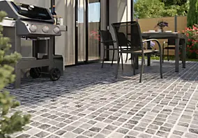 Carrelage sol extérieur effet pavés tons gris L.30,38 x l.30,38 cm x ép.7 mm, Blocce