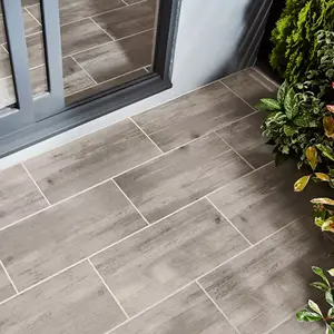 Carrelage de sol extérieur "Norwegio" gris clair - l. 30 x L. 60 cm