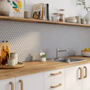Mosaïque hexagonale "Plain" gris clair - l. 30 x L. 30 cm