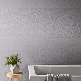 Carrelage mural effet marbre gris décor petits carreaux L.40 x l.25 cm x ép.8,3 mm, Ideal Marble