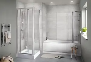 Carrelage mural "Soft travertin" gris clair - l. 20 x L. 60 cm