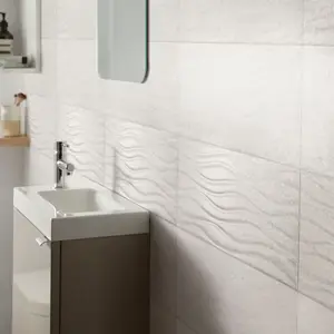 Carrelage mural "Soft travertin" ivoire brillant - l. 20 x L. 60 cm