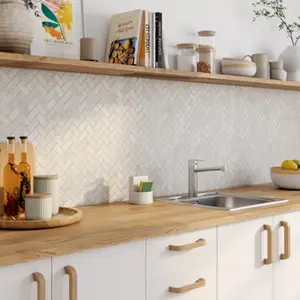 Mosaïque Travertin pierre naturelle beige - l. 28,5 x L. 31 cm