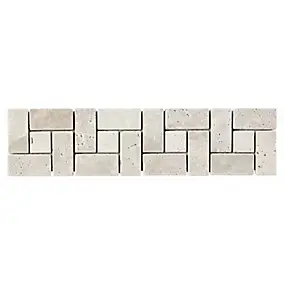 Listel Travertin carré en pierre naturelle 31.5x6,7cm beige et ivoire