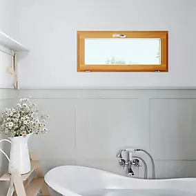 Fenêtre abattante par le haut double vitrage GoodHome en bois marron l.125 x H.47,8 cm