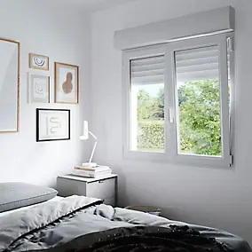Fenêtre PVC 2 vantaux oscillo-battant + volet roulant électrique GoodHome blanc - 100 x h.175 cm