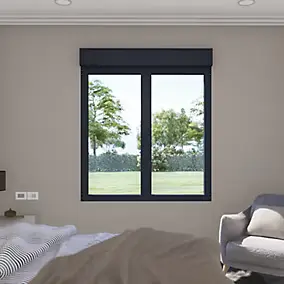 Fenêtre aluminium 2 vantaux oscillo-battant + volet roulant électrique GoodHome gris - l.120 x h.95 cm