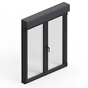 Fenêtre aluminium 2 vantaux oscillo-battant + volet roulant électrique GoodHome gris - l.120 x h.125 cm