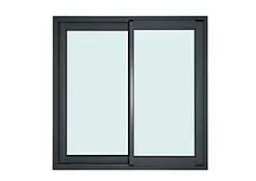 Fenêtre 2 vantaux coulissante double vitrage GoodHome en aluminium gris l.123 x H.102 cm