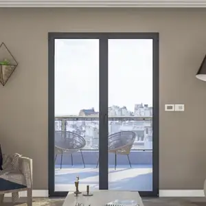Porte-fenêtre aluminium gris 2 vantaux H.205 x l.120 cm