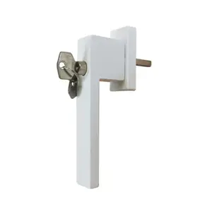 Poignée alu blanc + clés pour fen PVC carrée