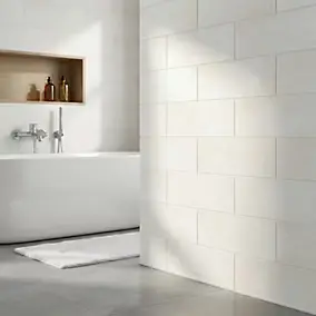 Carrelage mural intérieur ivoire effet béton L.60 x l.20 cm x ép.8,3 mm, Konkrete