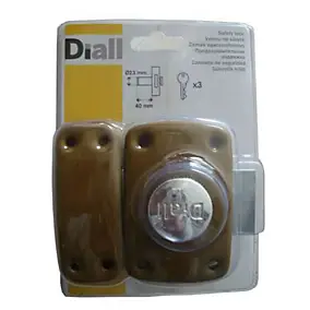 Verrou de sûreté 40 mm doré Diall + 3 clés