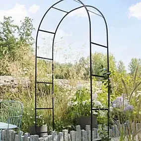 Arche double Blooma Makis en métal coloris noir L.120 x l.40 x H.240 cm