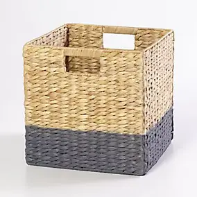 Boîte de rangement en fibre naturelle Mixxit coloris gris