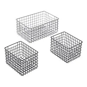 3 paniers de rangement en fer Bogota coloris noir