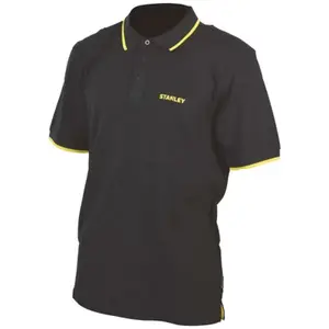 Polo de travail noir liseré jaune manches courtes 100% coton TEXAS taille XXL