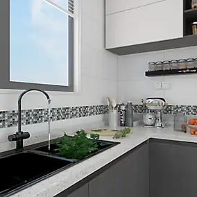 Listel 5 x 30 cm verre brillant gris GoodHome
