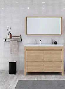 Ensemble de salle de bains meuble 4 tiroirs + vasque + miroir EVASION - L. 120 cm