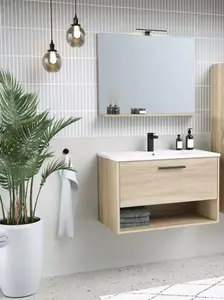 Ensemble meuble + vasque + miroir "Trendy" - L. 80 cm