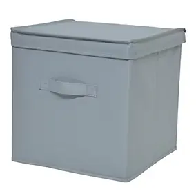 Panier cube de rangement H. 31 cm x L. 31 cm Pratiks gris clair