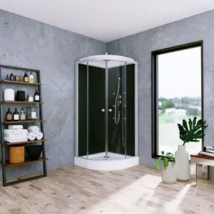 Cabine de douche hydromassante noire avec toit L.85 x l.85 x H.220 cm