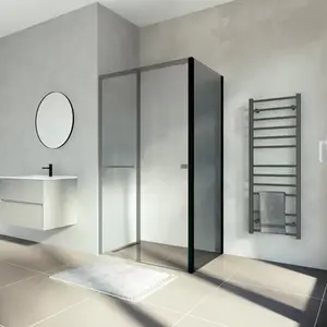 Paroi de douche latérale 80 cm noir mat verre fumé