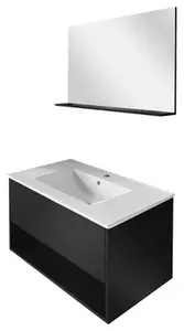 Ensemble de salle de bains meuble + vasque + miroir "Lyra" - L. 80 cm