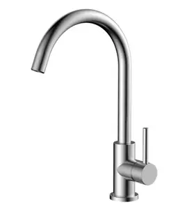 Mitigeur haut acier inoxydable brossé hauteur 34 cm