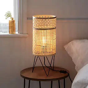 Lampe de table Theemim GoodHome E27 coloris naturel