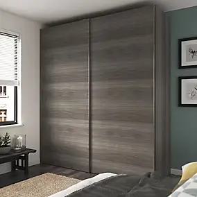 4 panneaux de portes coulissantes effet chêne grisé GoodHome Atomia H. 56 x L. 73,7 cm