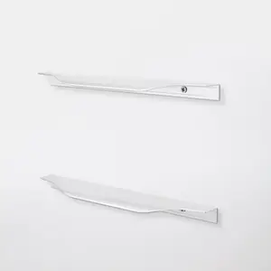 Lot de 2 poignées anodisé effet chromé brossé "Andali" L 24,7 cm